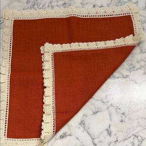 Vintage Set 8 17” Square Flawless Table Dining Napkins with Lace Trim